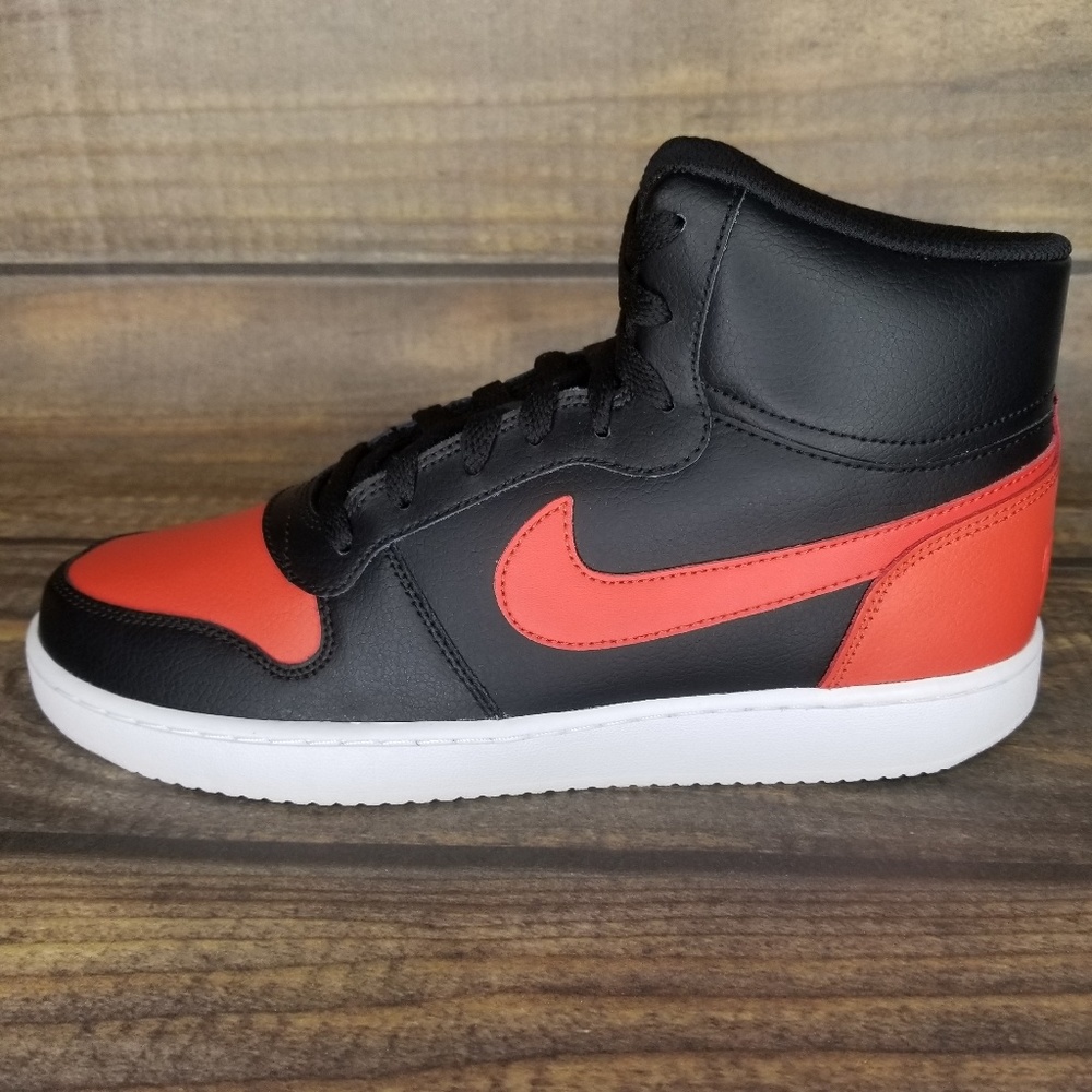 SIZE 9 MEN'S NIKE EBERNON MID BLACK / RED - Picture 4 of 7